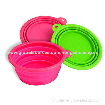 Newest Foldable Promotional Collapsible Silicone Pet Bowls, Non-toxic, Promotional